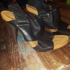 Theory Black Leather Heels